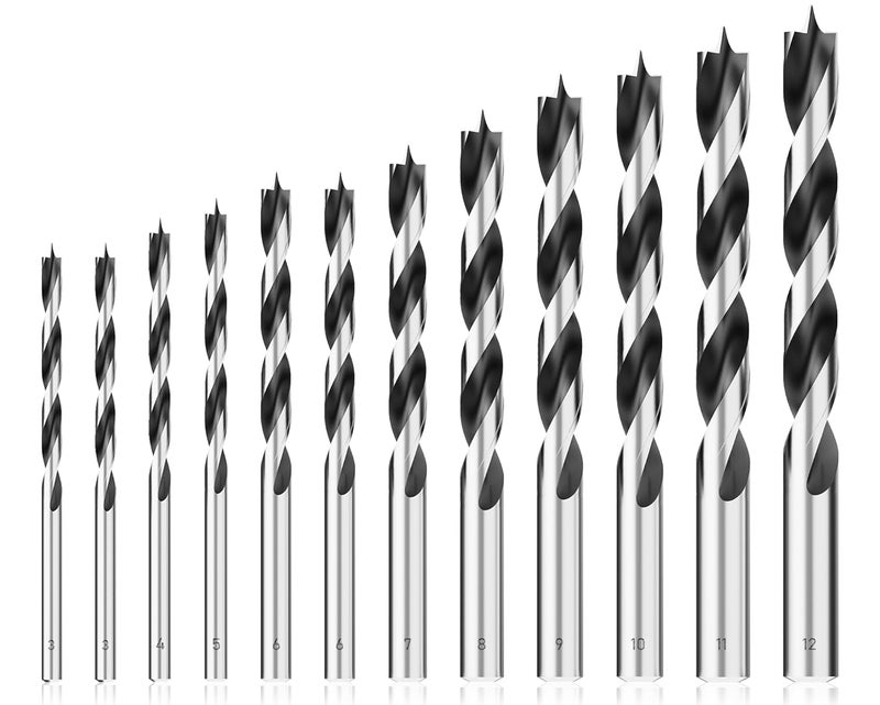 MACXCOIP Metric Brad Point Wood Drill Bit Set, 12Pcs Drill Bit Set with Double Flutes Design for Carpenter Woodworking and All Types of Wood (3mm - 12mm) - Image 1